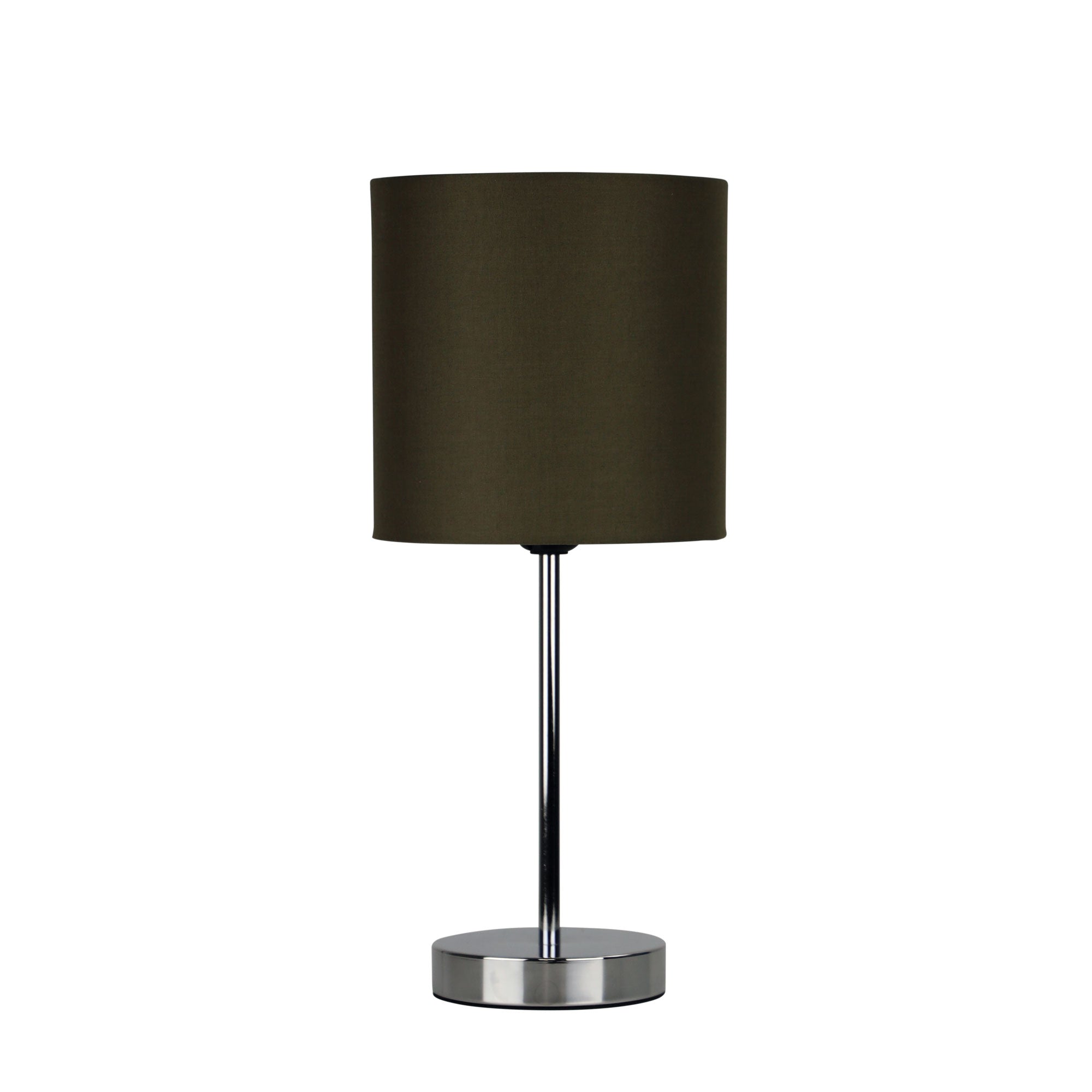 Zola Table Lamp Chrome and Taupe Shade
